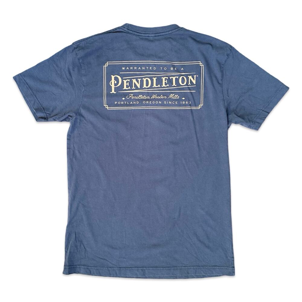 Men's Pendleton Heritage Vintage Logo Navy Grey Cotton Short Sleeve Tee Shirt L
